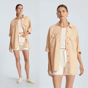Everlane • The Cotton Tourist Shirt button down oversized relaxed Orange Seafoam